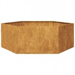 Jardinière bac lit surélevé plantes fleurs terrasse jardin hexagone 138 x 120 x 45 cm acier corten