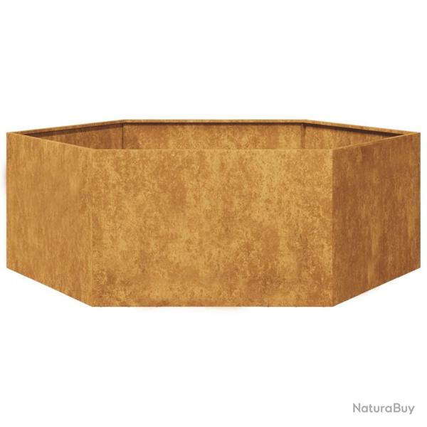 Jardinire bac lit surlev plantes fleurs terrasse jardin hexagone 138 x 120 x 45 cm acier corten
