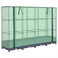 Jardinière bac lit surélevé plantes fleurs terrasse jardin surélevée avec housse aspect rotin 160 x