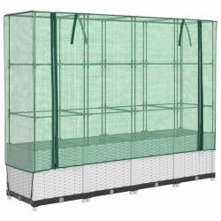 Jardinière bac lit surélevé plantes fleurs terrasse jardin surélevée avec housse aspect rotin 160 x