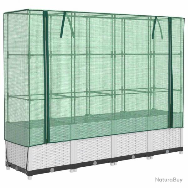 Jardinire bac lit surlev plantes fleurs terrasse jardin surleve avec housse aspect rotin 160 x