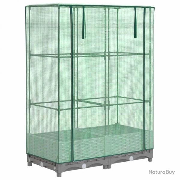 Jardinire bac lit surlev plantes fleurs terrasse jardin surleve avec housse aspect rotin 80 x
