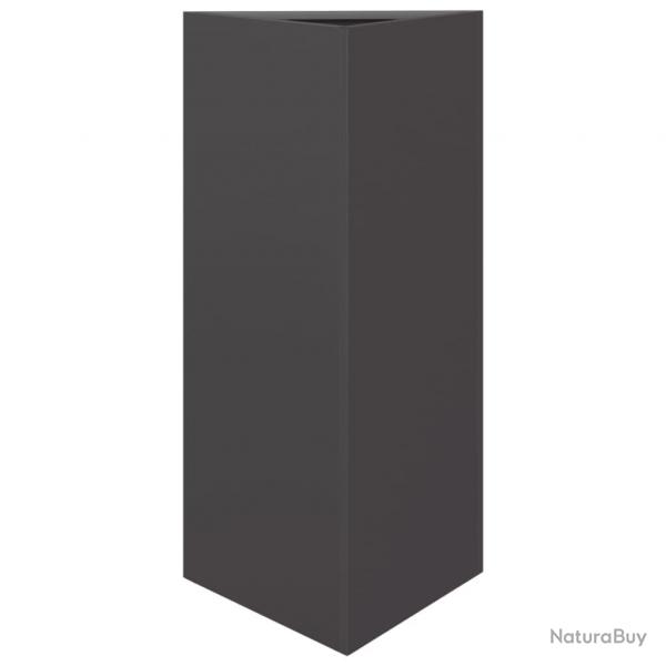 Jardinire bac lit surlev plantes fleurs terrasse jardin triangulaire 40 x 34,5 x 70 cm acier noi