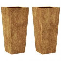 Jardinière bac lit surélevé plantes fleurs jardin terrasses lot de 2 35 x 35 x 75 cm acier corten M