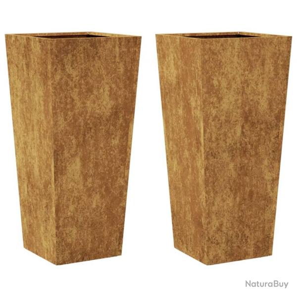 Jardinire bac lit surlev plantes fleurs jardin terrasses lot de 2 35 x 35 x 75 cm acier corten M