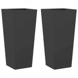 Jardinière bac lit surélevé plantes fleurs jardin terrasses lot de 2 35 x 35 x 75 cm acier noir 02_