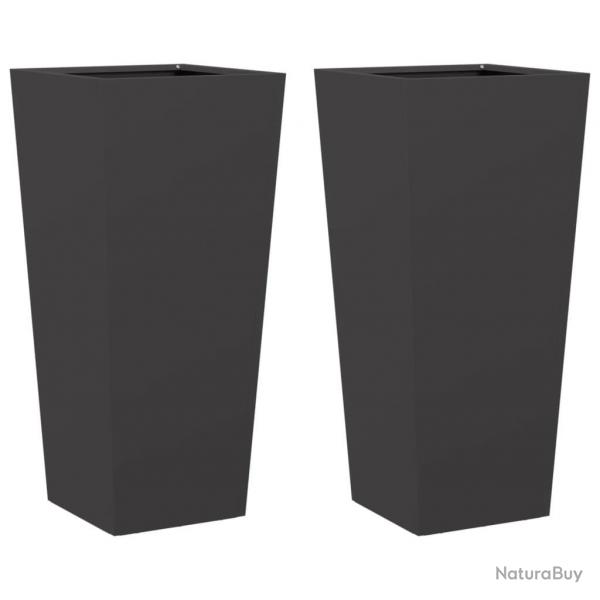 Jardinire bac lit surlev plantes fleurs jardin terrasses lot de 2 35 x 35 x 75 cm acier noir 02_