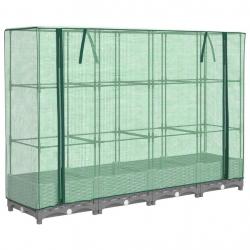Jardinière bac lit surélevé plantes fleurs terrasse jardin surélevée avec housse aspect rotin 160 x