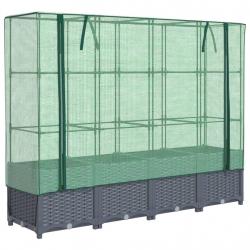 Jardinière bac lit surélevé plantes fleurs terrasse jardin surélevée avec housse aspect rotin 160 x
