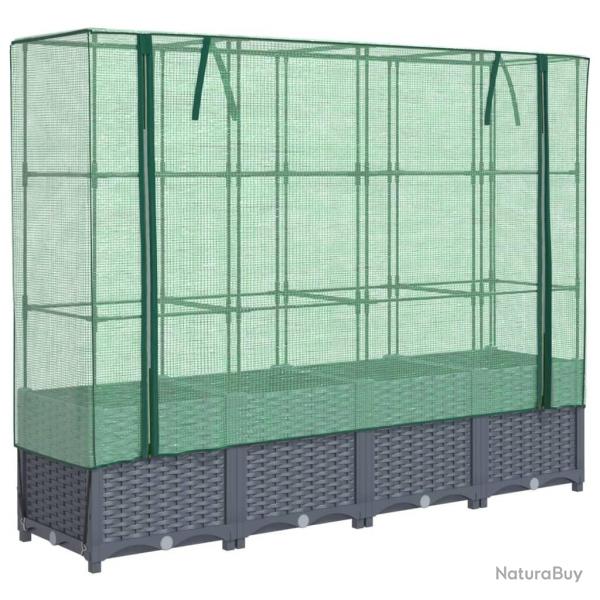 Jardinire bac lit surlev plantes fleurs terrasse jardin surleve avec housse aspect rotin 160 x