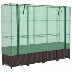 Jardinière bac lit surélevé plantes fleurs terrasse jardin surélevée avec housse aspect rotin 160 x