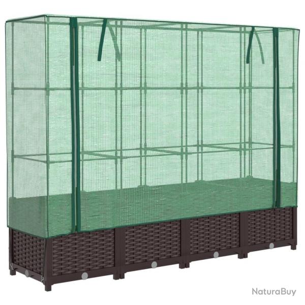 Jardinire bac lit surlev plantes fleurs terrasse jardin surleve avec housse aspect rotin 160 x