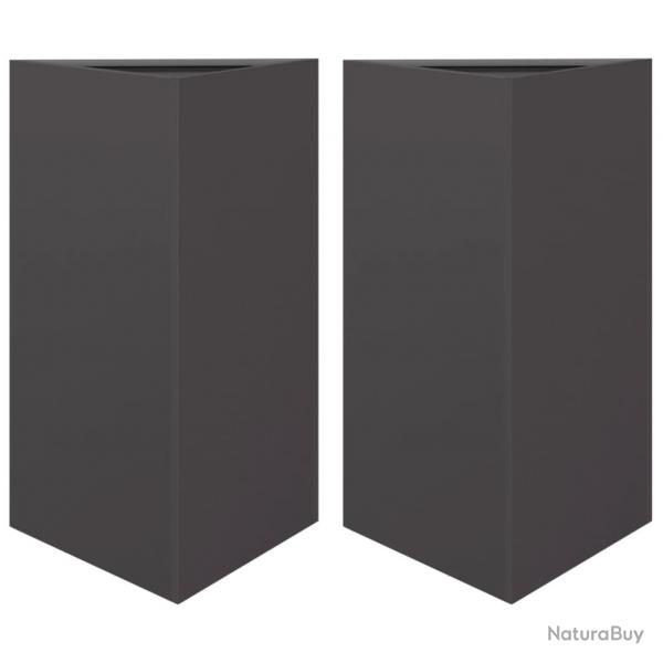 Jardinire bac lit surlev plantes fleurs jardin terrasses lot de 2 triangulaire 50 x 43 x 75 cm a