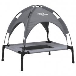 Lit pour chien panier canapé confortable avec auvent tissu oxford et acier anthracite 02_0043063