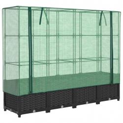 Jardinière bac lit surélevé plantes fleurs terrasse jardin surélevée avec housse aspect rotin 160 x