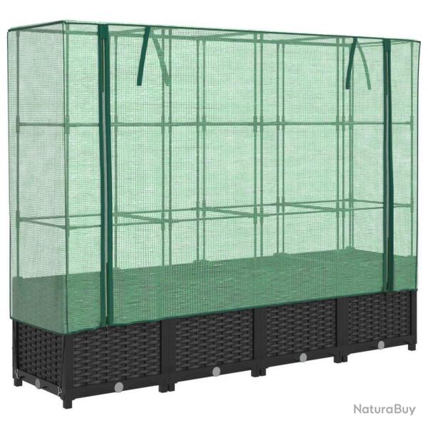 Jardinire bac lit surlev plantes fleurs terrasse jardin surleve avec housse aspect rotin 160 x