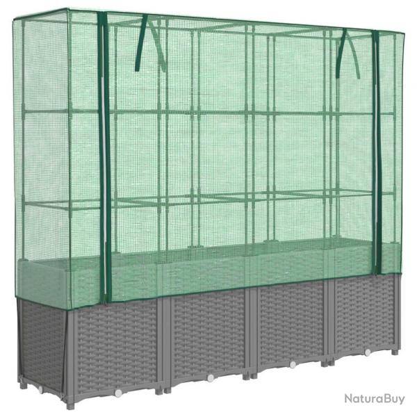 Jardinire bac lit surlev plantes fleurs terrasse jardin surleve avec housse aspect rotin 160 x