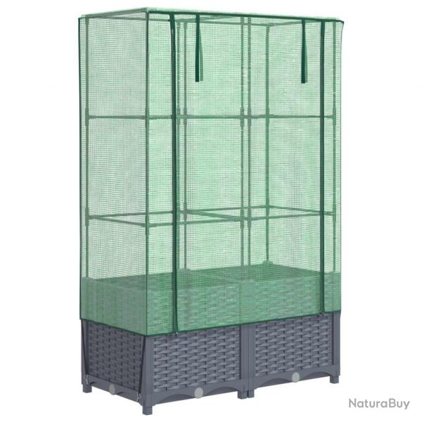 Jardinire bac lit surlev plantes fleurs terrasse jardin surleve avec housse aspect rotin 80 x
