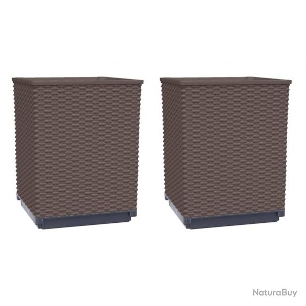 Jardinire bac lit surlev plantes fleurs jardin terrasses lot de 2 30 x 30 x 37 cm polypropylne
