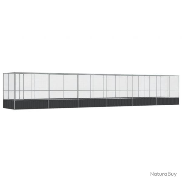 Volire cage  oiseaux avec extension argent 1246 x 207 x 212 cm acier Argent 02_0045648