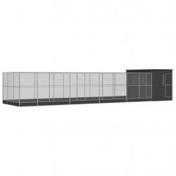 Volière cage à oiseaux avec extension argenté 1118 x 303 x 216 cm acier Argent 02_0045645