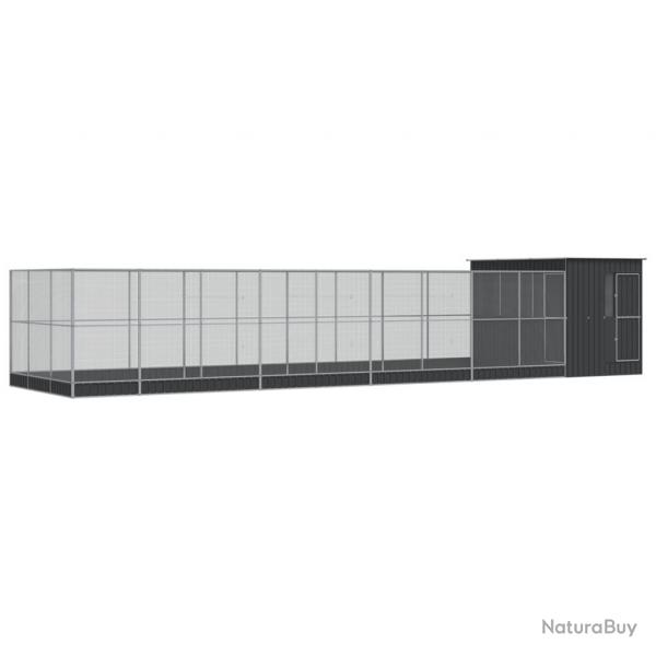 Volire cage  oiseaux avec extension argent 1118 x 303 x 216 cm acier Argent 02_0045645