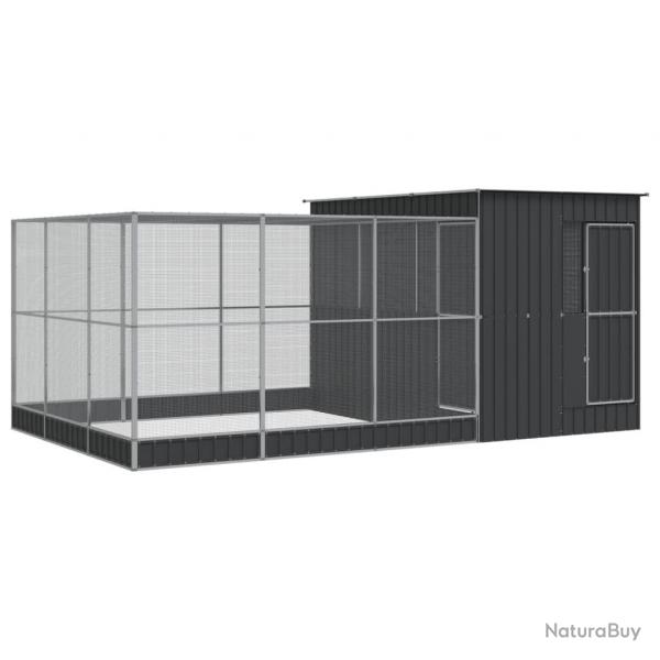 Volire cage  oiseaux avec extension argent 497 x 303 x 216 cm acier Argent 02_0045656