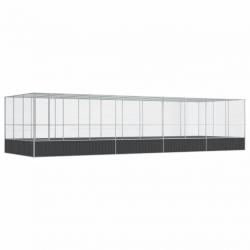 Volière cage à oiseaux avec extension argenté 932 x 307 x 212 cm acier Argent 02_0045668