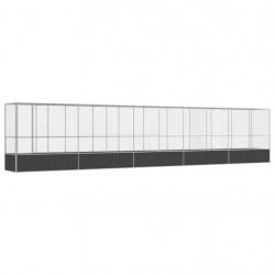 Volière cage à oiseaux avec extension argenté 1042,5 x 107 x 212 cm acier Argent 02_0045644