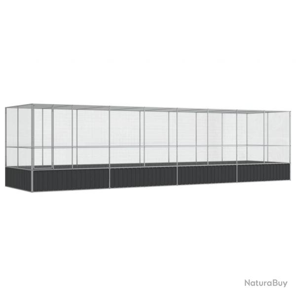 Volire cage  oiseaux avec extension argent 832 x 207 x 212 cm acier Argent 02_0045664