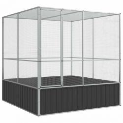 Volière cage à oiseaux argenté 211 x 207 x 212 cm acier Argent 02_0045639