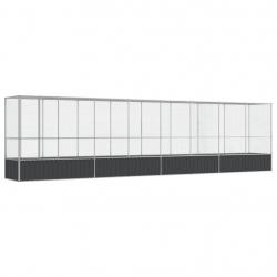 Volière cage à oiseaux avec extension argenté 834,5 x 107 x 212 cm acier Argent 02_0045666