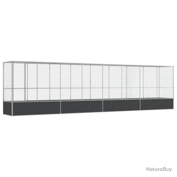 Volire cage  oiseaux avec extension argent 834,5 x 107 x 212 cm acier Argent 02_0045666
