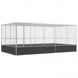 Volière cage à oiseaux avec extension argenté 518 x 307 x 212 cm acier argent 02_0045657