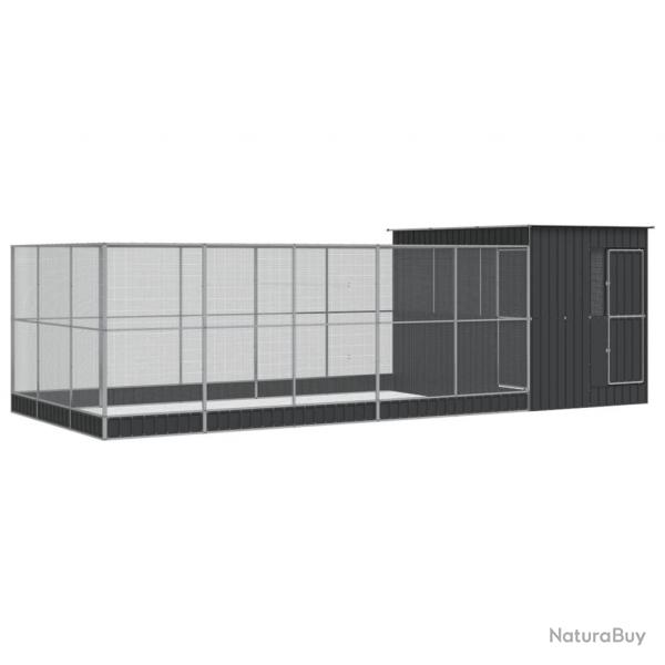 Volire cage  oiseaux avec extension argent 704 x 303 x 216 cm acier Argent 02_0045661