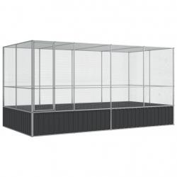 Volière cage à oiseaux avec extension argenté 418 x 207 x 212 cm acier Argent 02_0045654