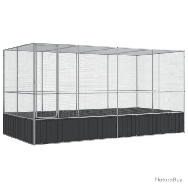 Volire cage  oiseaux avec extension argent 418 x 207 x 212 cm acier Argent 02_0045654