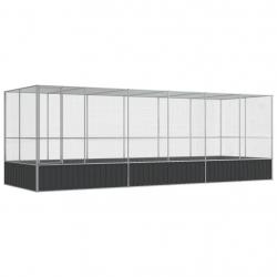 Volière cage à oiseaux avec extension argenté 625 x 207 x 212 cm acier Argent 02_0045659