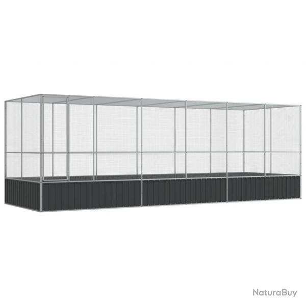 Volire cage  oiseaux avec extension argent 625 x 207 x 212 cm acier Argent 02_0045659