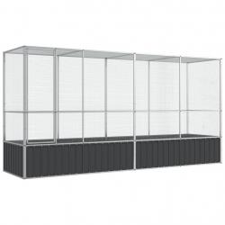 Volière cage à oiseaux avec extension argenté 418,5 x 107 x 212 cm acier Argent 02_0045655