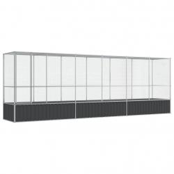 Volière cage à oiseaux avec extension argenté 626,5 x 107 x 212 cm acier Argent 02_0045660