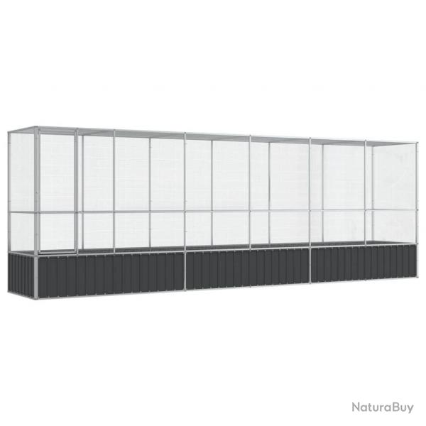 Volire cage  oiseaux avec extension argent 626,5 x 107 x 212 cm acier Argent 02_0045660