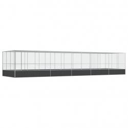 Volière cage à oiseaux avec extension argenté 1139 x 307 x 212 cm acier Argent 02_0045646