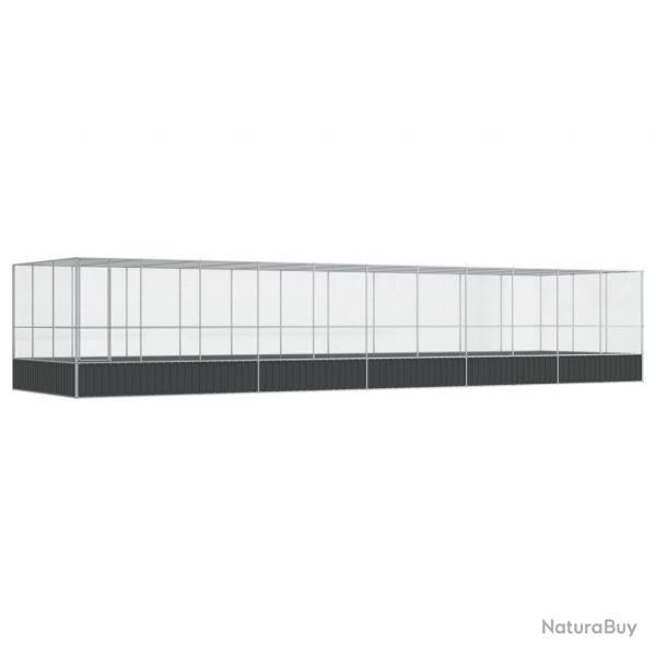 Volire cage  oiseaux avec extension argent 1139 x 307 x 212 cm acier Argent 02_0045646