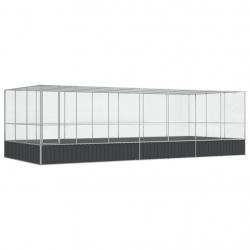 Volière cage à oiseaux avec extension argenté 725 x 307 x 212 cm acier Argent 02_0045662