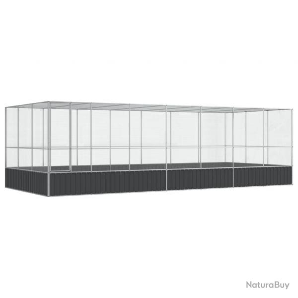 Volire cage  oiseaux avec extension argent 725 x 307 x 212 cm acier Argent 02_0045662