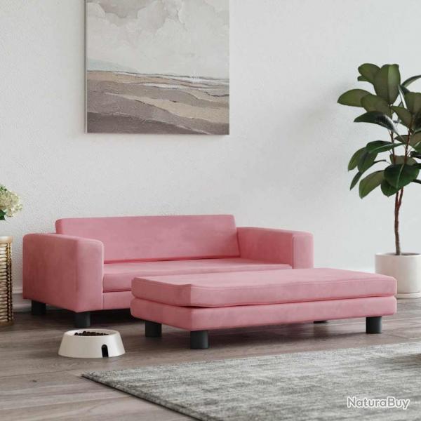 Lit pour chien panier canap confortable avec extension 100 x 50 x 30 cm velours Pink 02_0043072