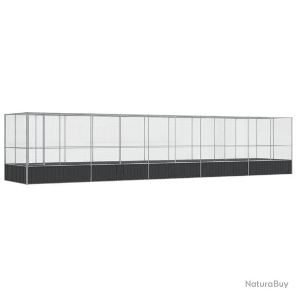 Volire cage  oiseaux avec extension argent 1039 x 207 x 212 cm acier Argent 02_0045643