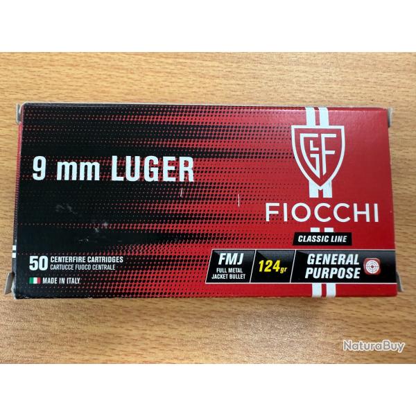 FIOCCHI  CAL 9MM LUGER FMJ VENDU PAR 10 BTES DE 50 BALLES FRAIS DE PORT OFFERT