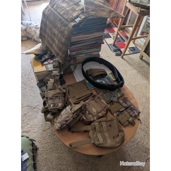 Multiples accessoires Airsoft, Sac, poutch, ceinture, holster, plaque pectorale